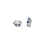 14K White Gold Sapphire & Diamond Petite Hoop Earrings
