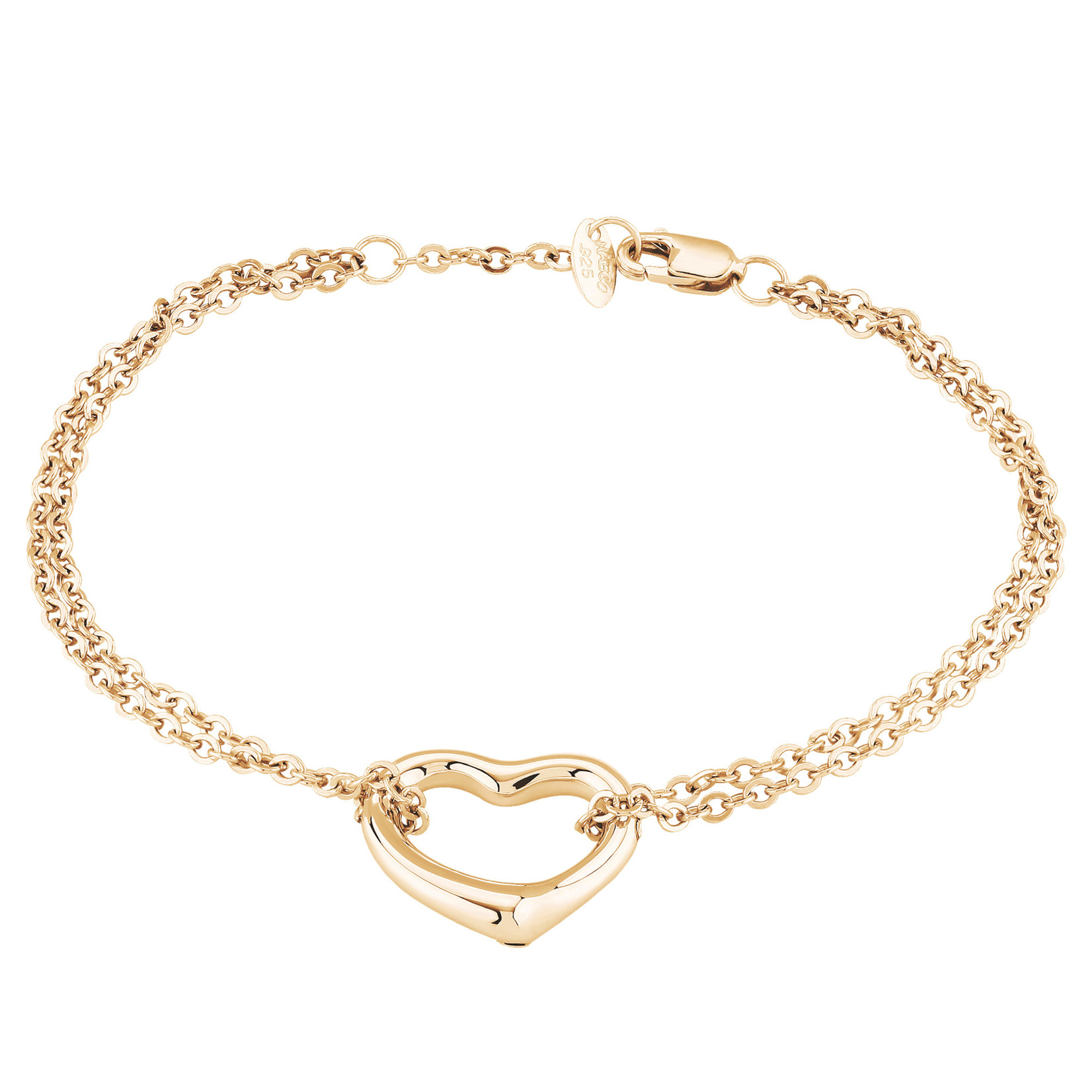 14K Yellow Gold Open Heart Bracelet