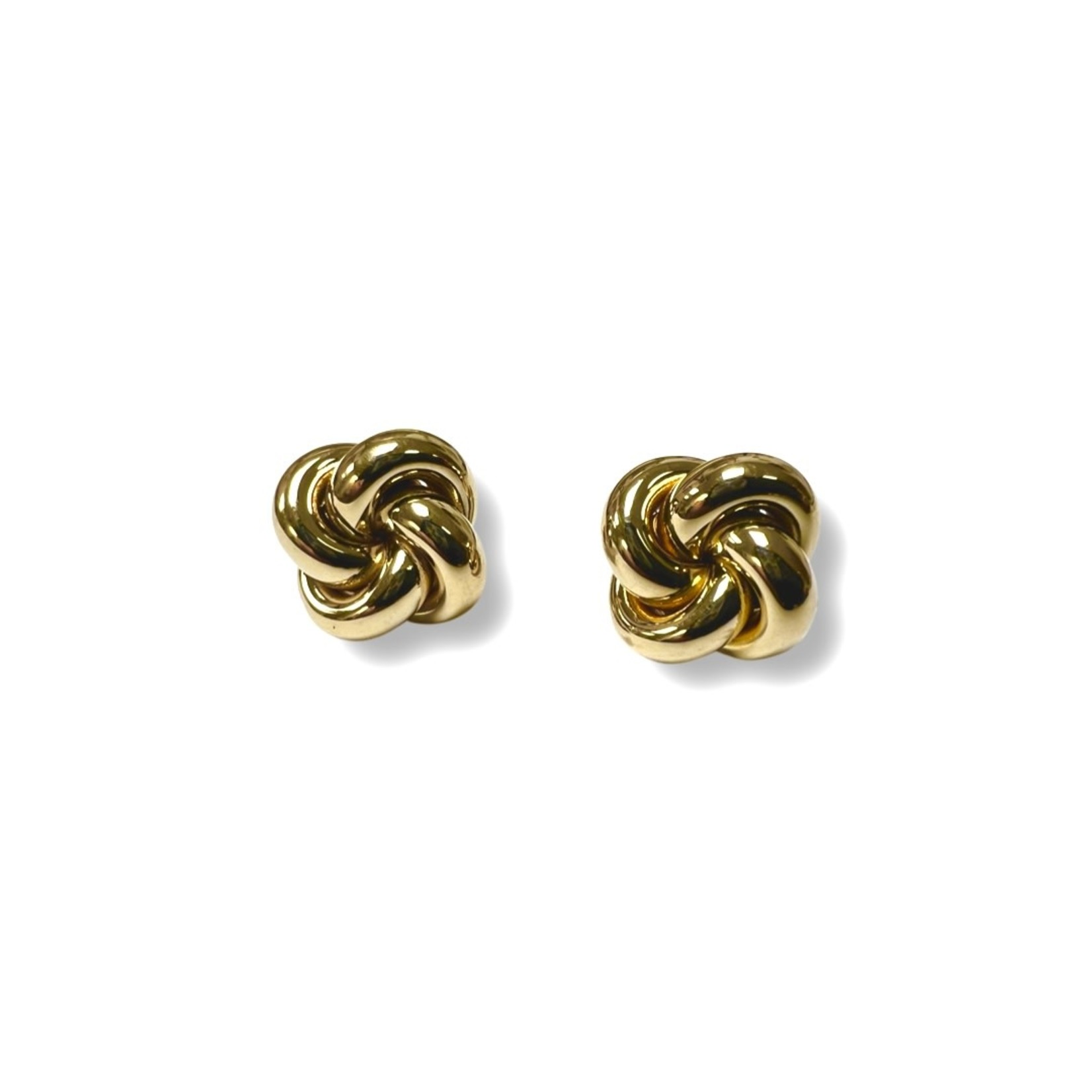 14K Gold Large Polished Knot Stud Earrings