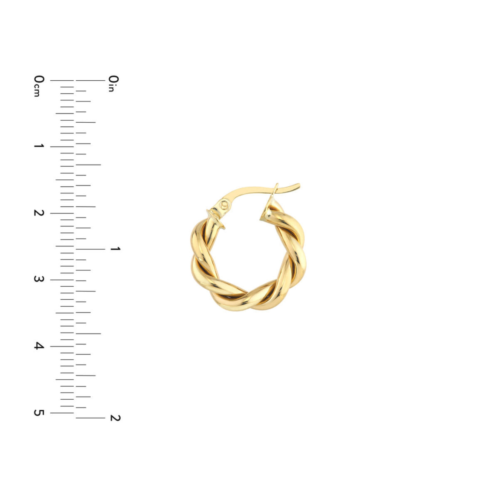14KY Gold Small Braided Twist Hoop Earrings