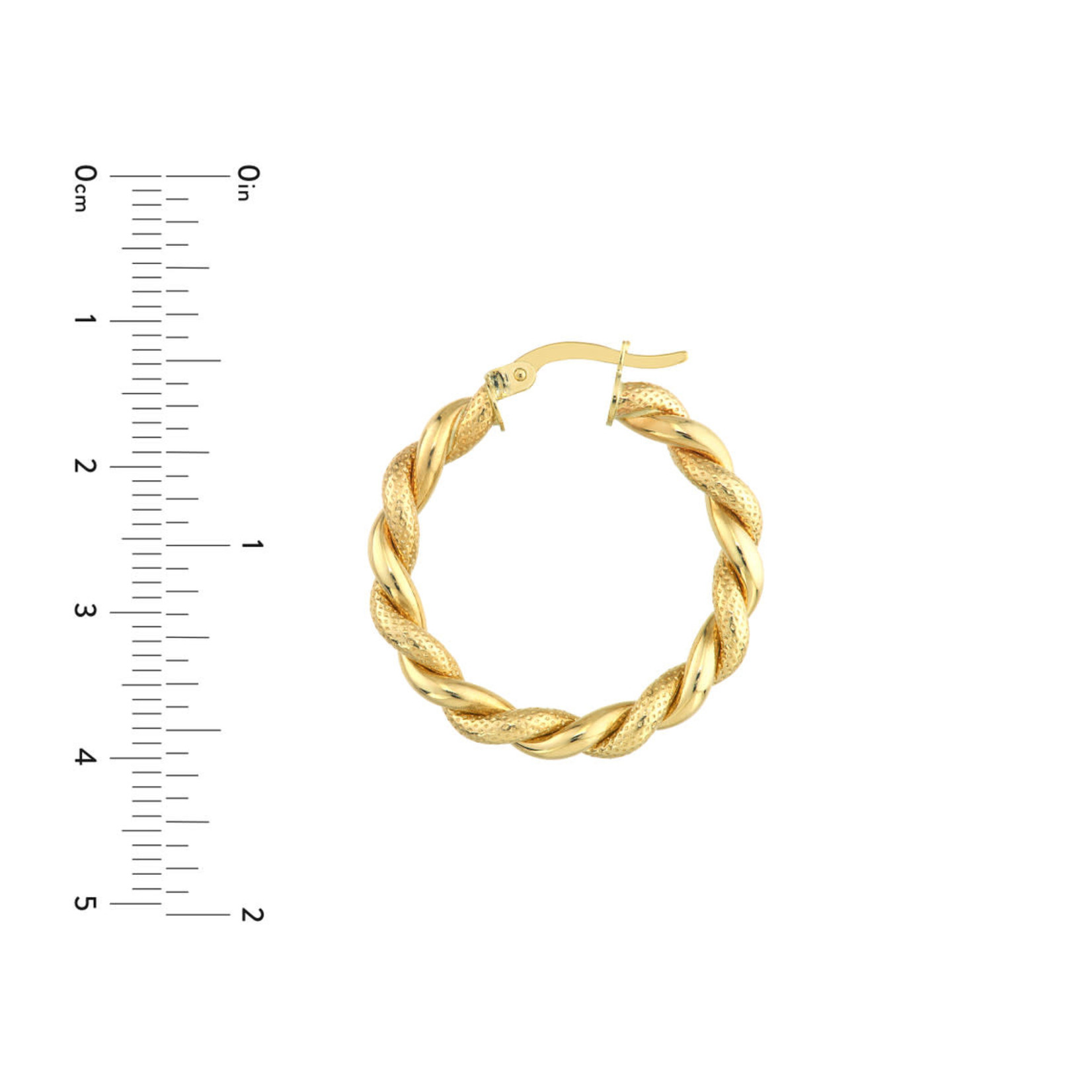 14K Yellow Gold Textured Braided Twist Hoop Earrings