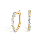 14K Yellow Gold Diamond Small Hoop Earrings
