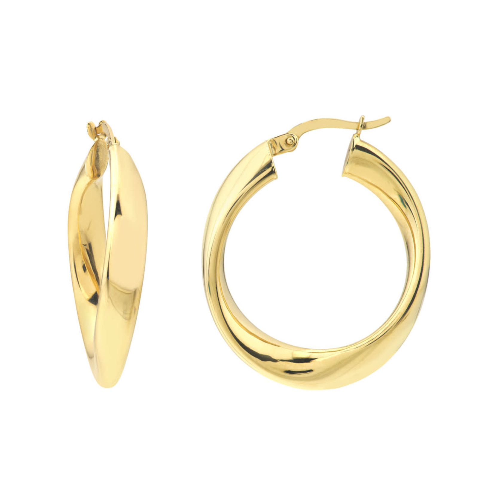 14K Yellow Gold Curved Polished Twist Hoops