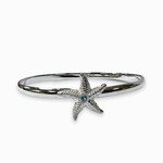 Sterling Silver Blue Topaz Starfish Bangle