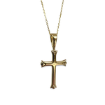 14K Yellow Gold Medium Grooved Ball End Cross