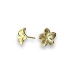 14K Gold Diamond Cut Flower Stud Earring