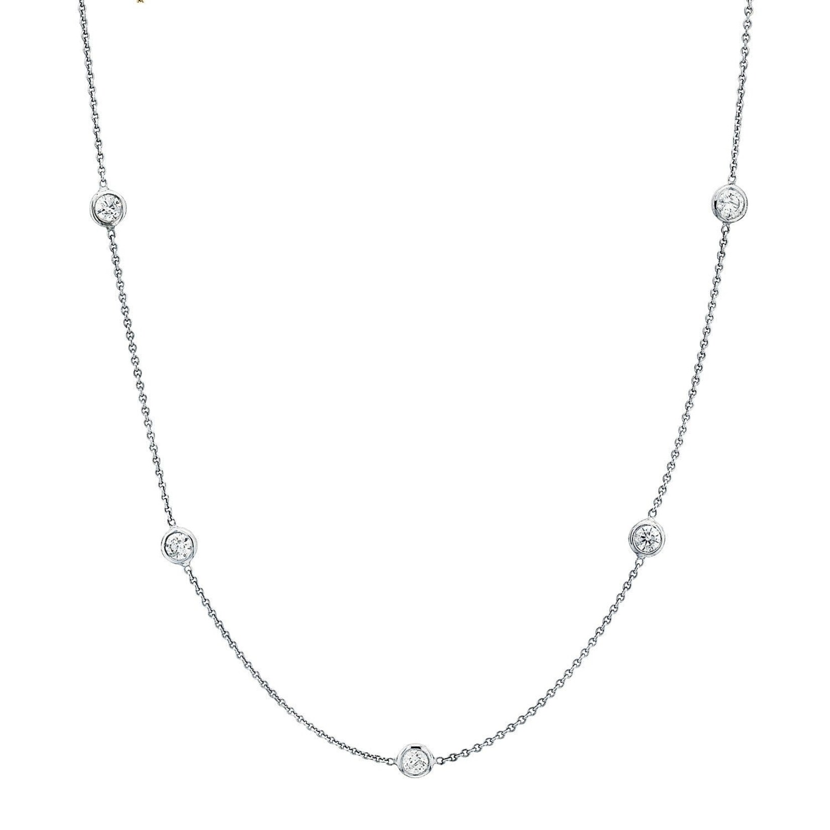 14K White Gold Diamond by the Yard Necklace