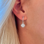 18K White Gold Pave Diamond Drop Earrings