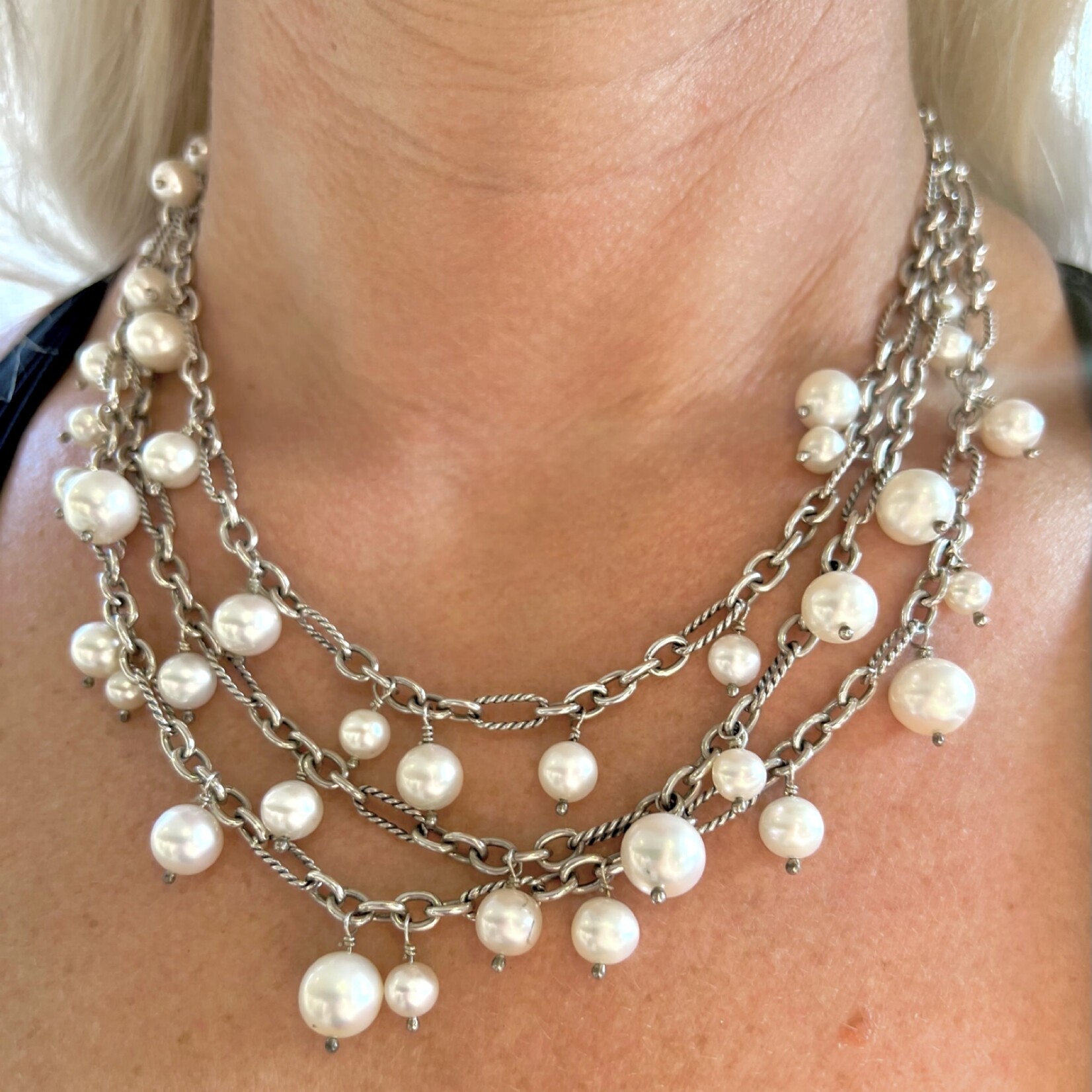 David Yurman Multi-Strand Pearl Necklace 16.5" - 18"