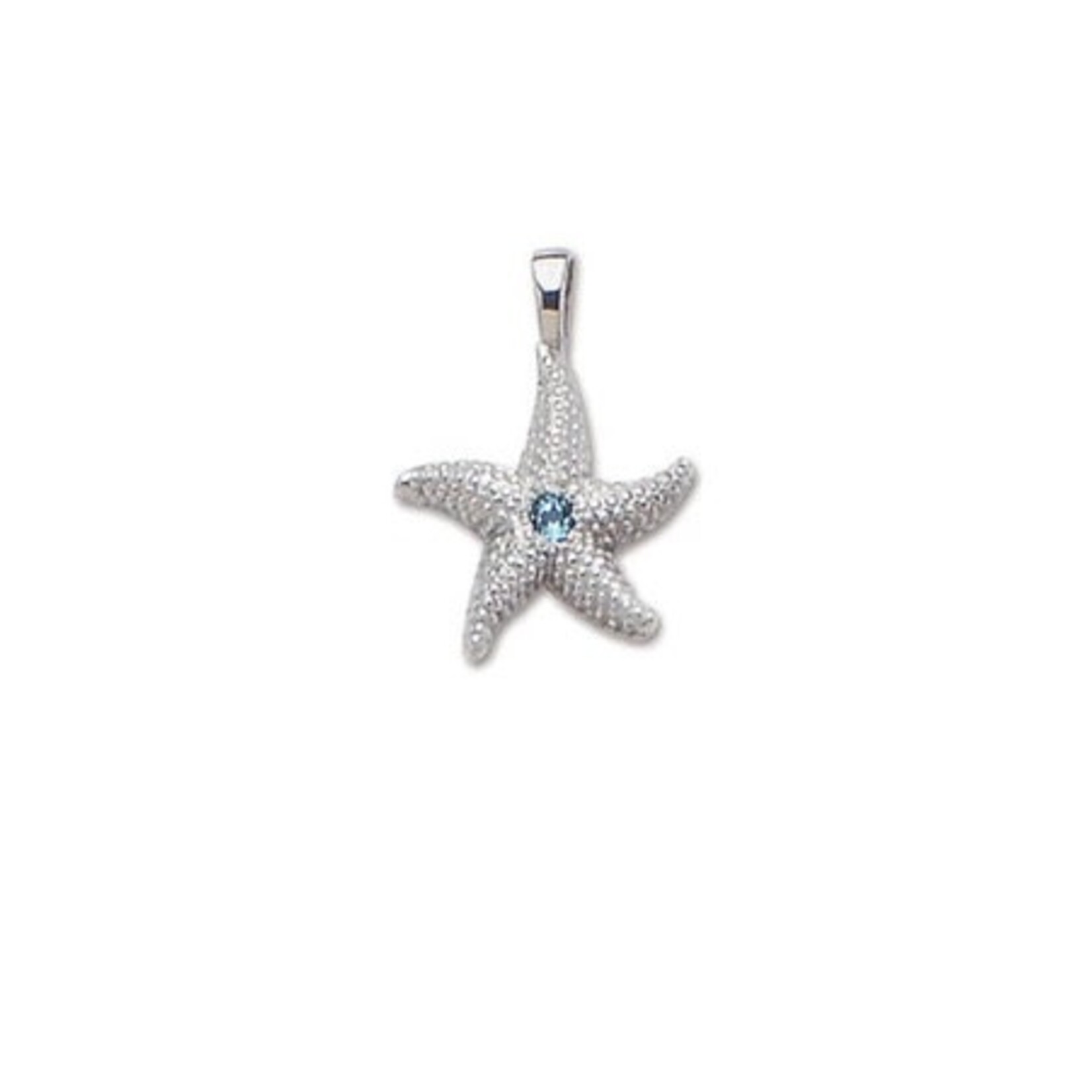 Sterling Silver Starfish and Blue Topaz Pendant