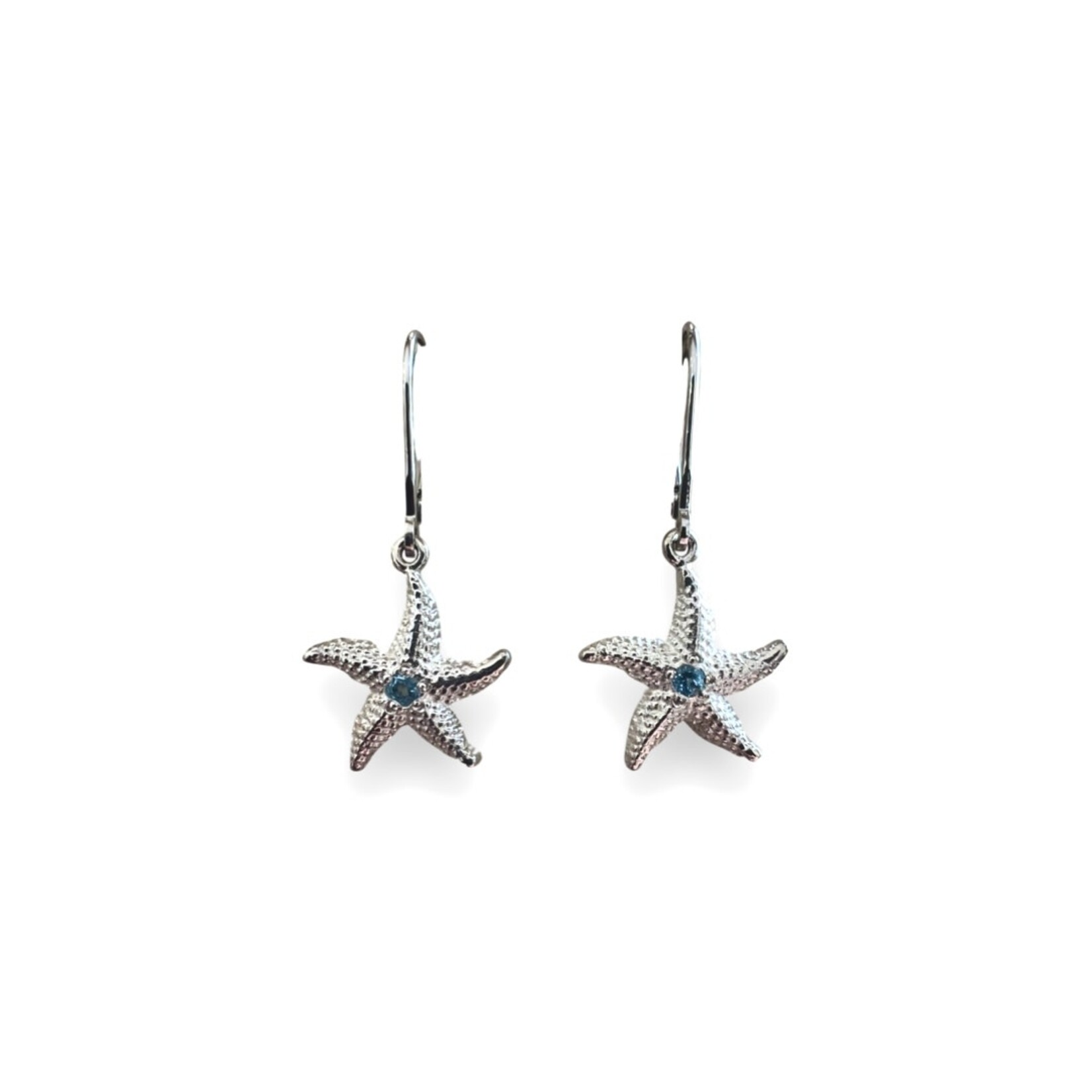 Sterling Silver Blue Topaz Starfish Earrings