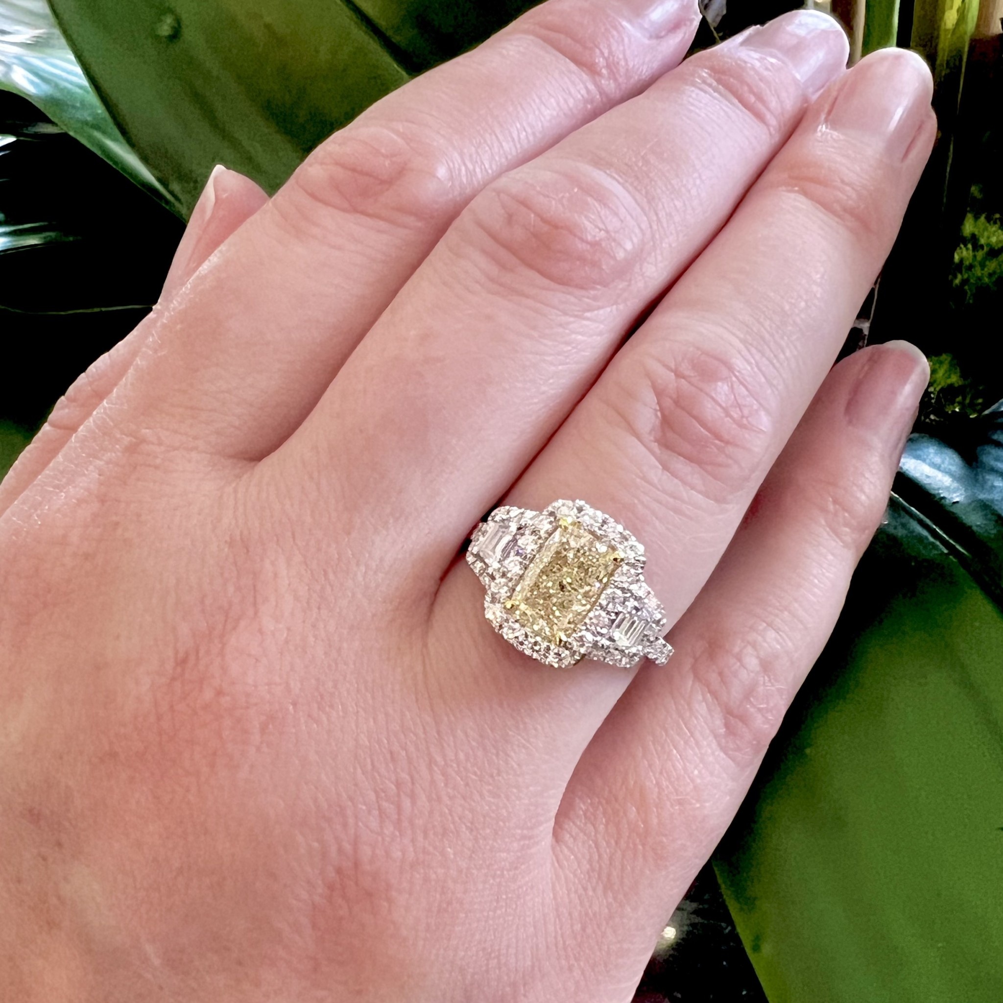 18K Gold Fancy Yellow Cushion Cut Diamond Ring M. Pope and Co