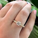 14K Yellow Gold French Pave Diamond Engagement Ring