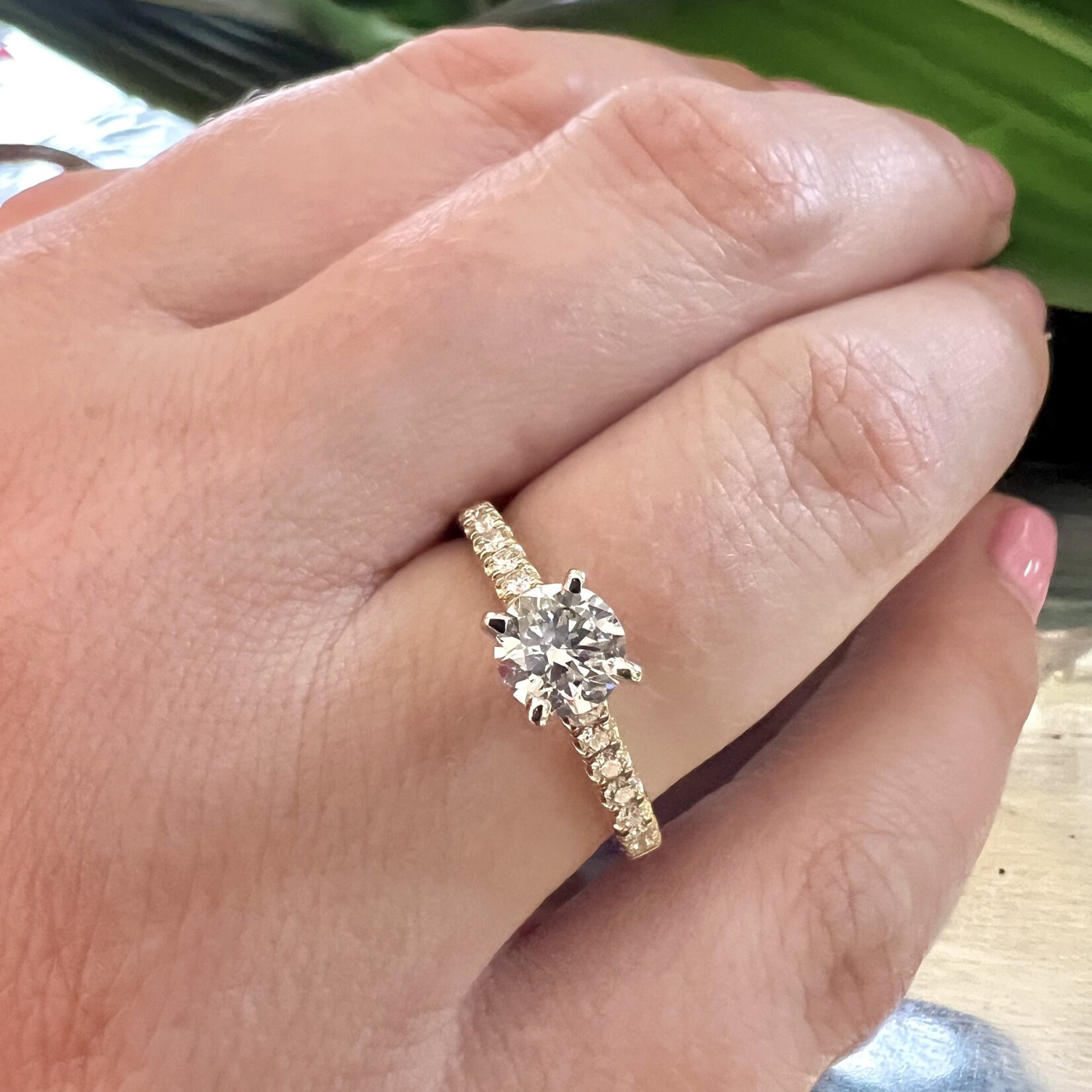 14K Yellow Gold French Pave Diamond Engagement