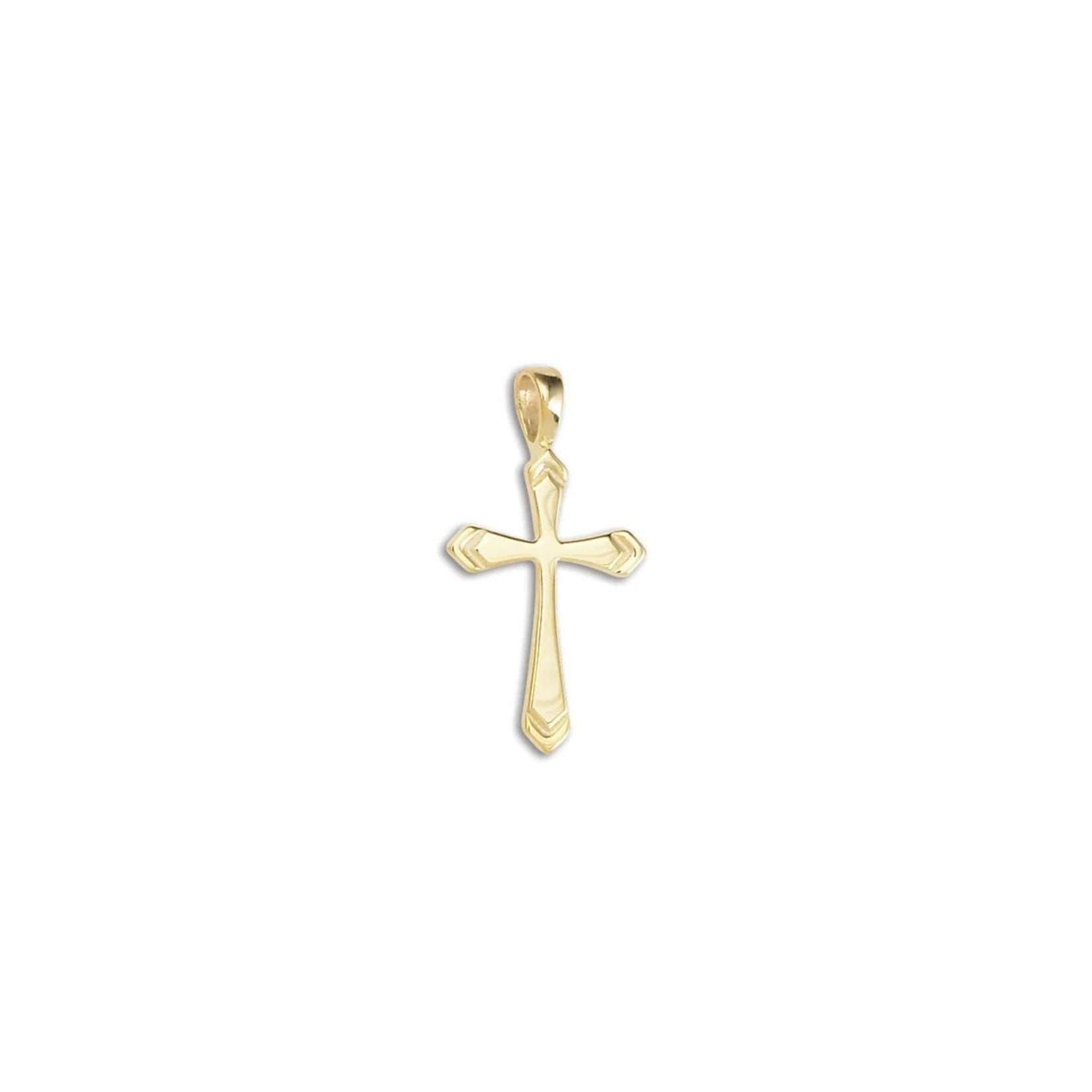 Solid 14K Yellow Gold Arrow Groove Cross