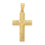 14K YG Reversible Textured/Polished Cross Pendant