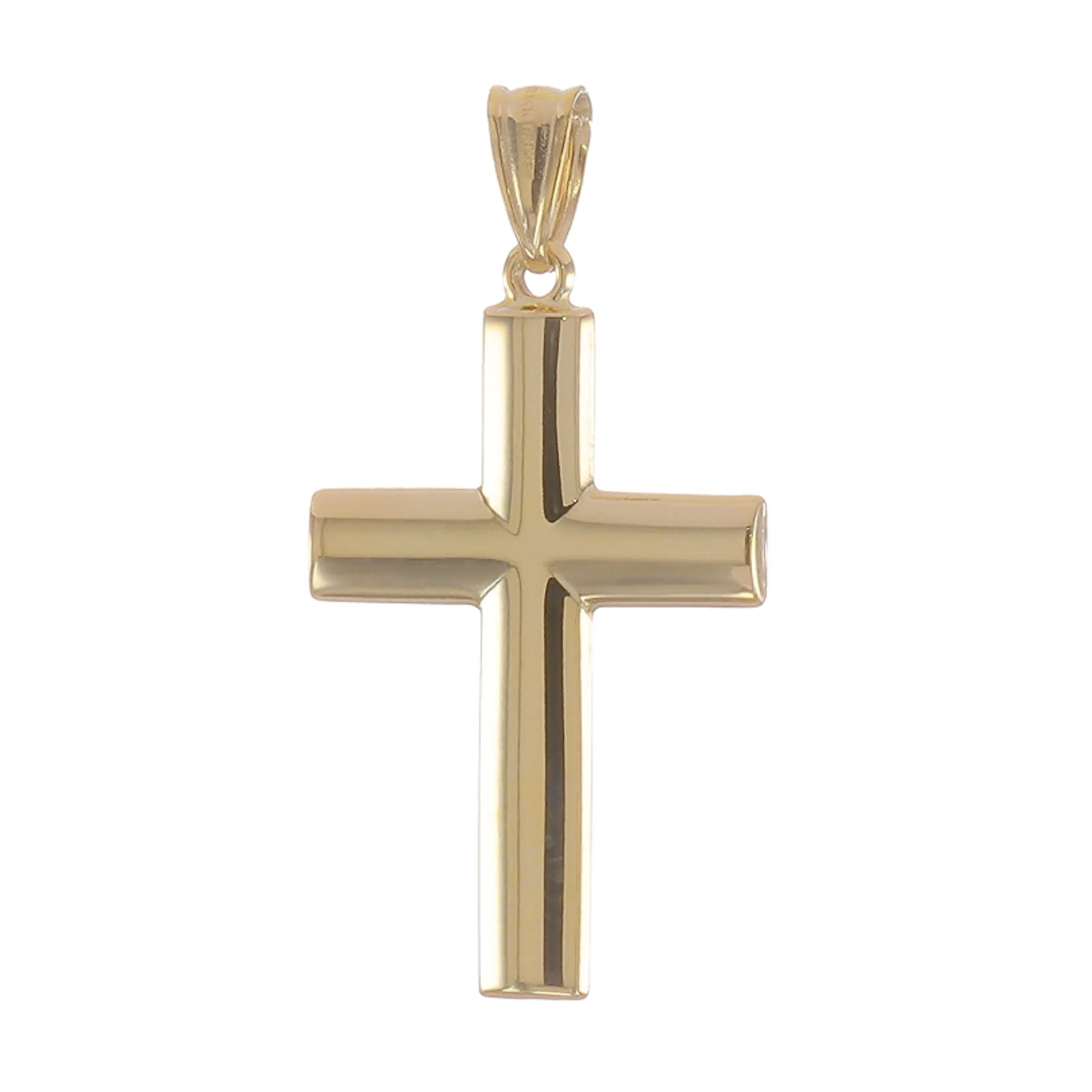 14K YG Reversible Textured/Polished Cross Pendant