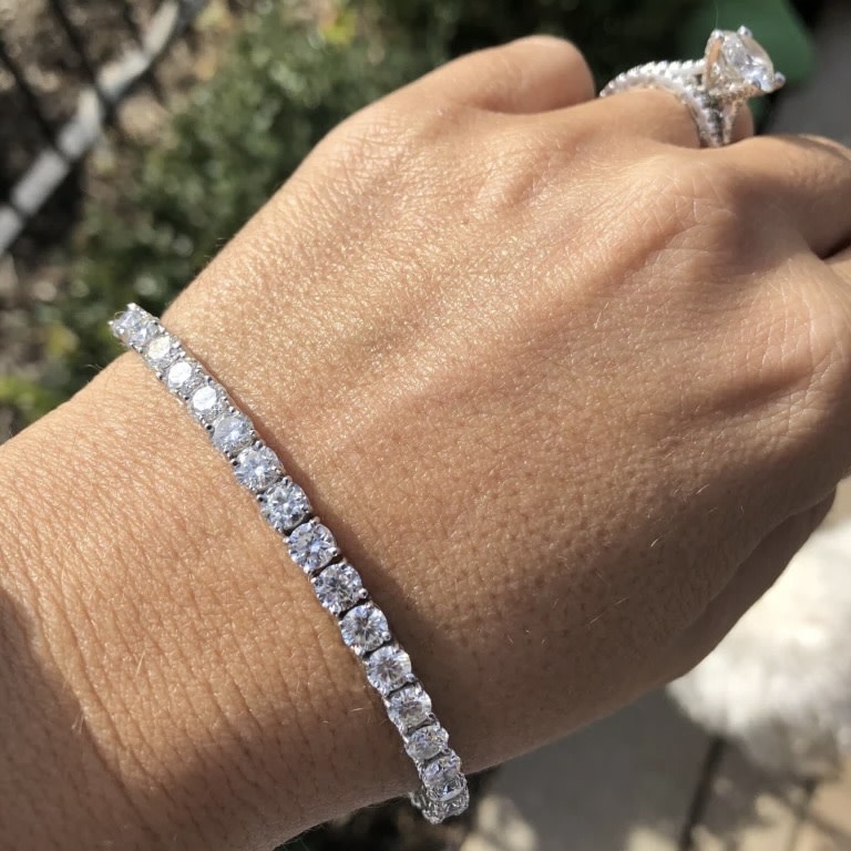 Buy Diamond Tennis Bracelet, Low Profile 4 Prong, 1ct 6ct, 14k Solid White  Yellow Rose Gold, Mother's Day Gift, Social Value Online in India - Etsy