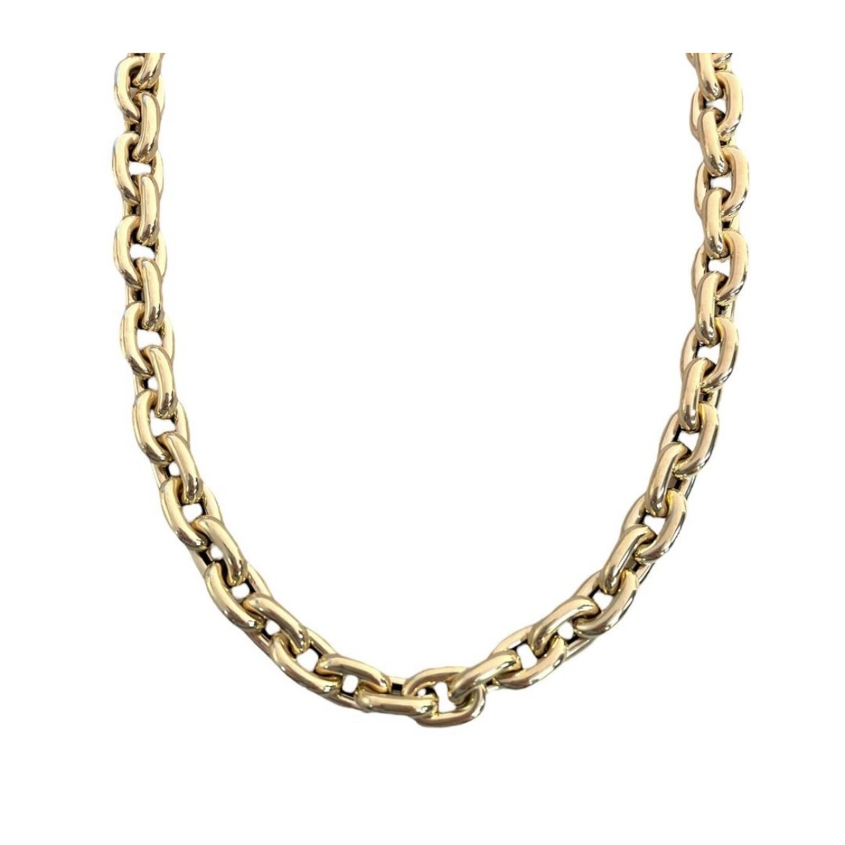14K Yellow Gold Sculpture Link Necklace
