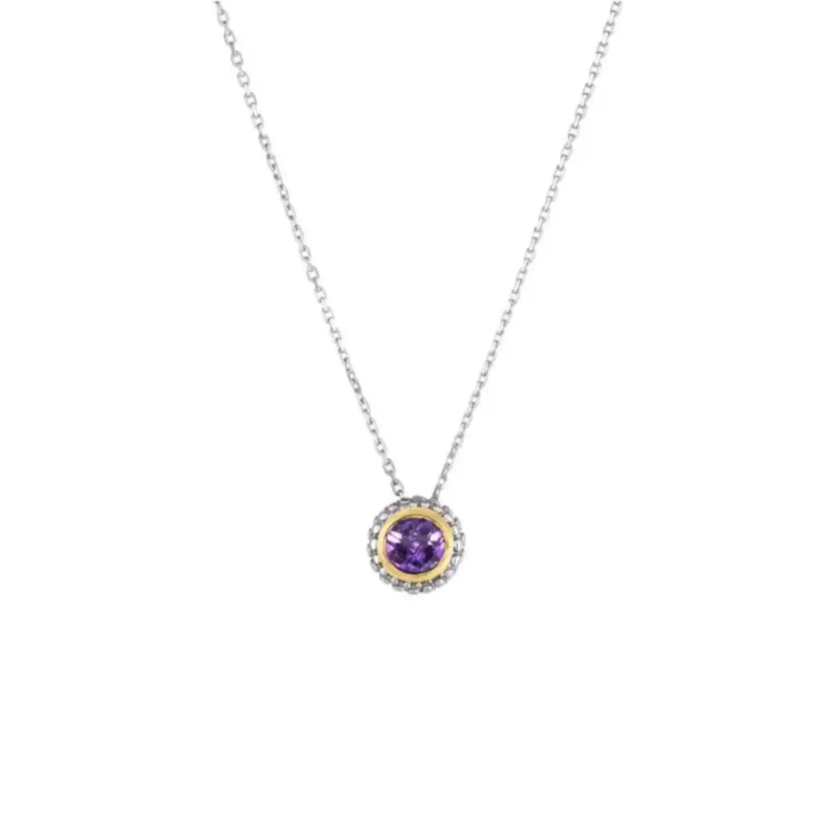 Sterling Silver & 18K Yellow Gold Amethyst Pendant