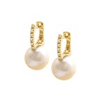 14K Yellow Gold Akoya Pearl & Diamond Drop Earrings