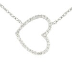 Sterling Silver Sideways Diamond Heart Necklace
