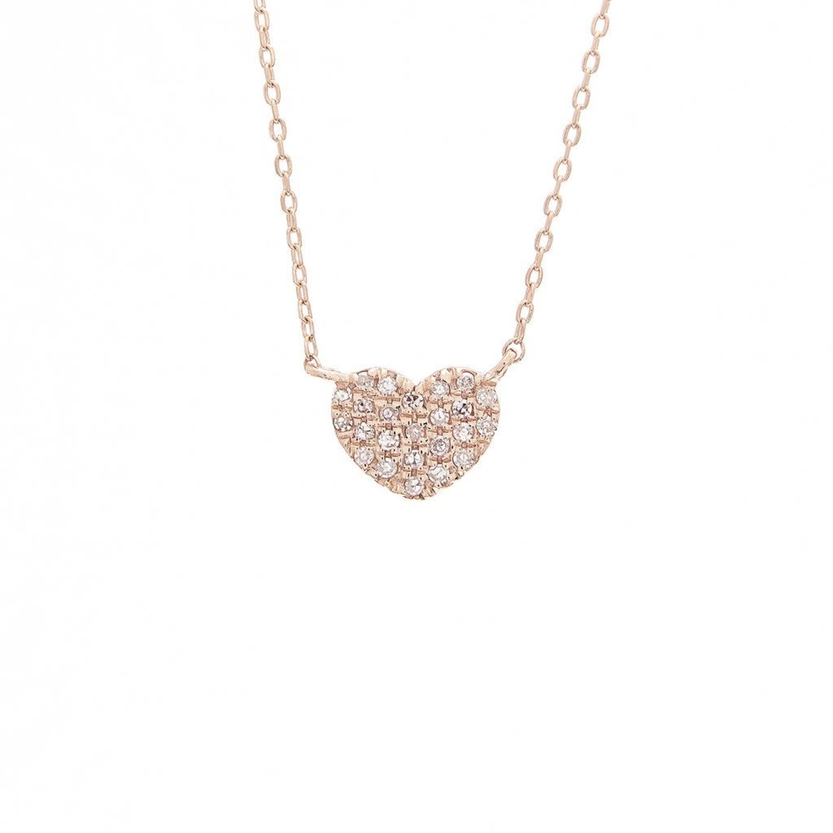 14K Rose Gold Petite Diamond Heart Necklace