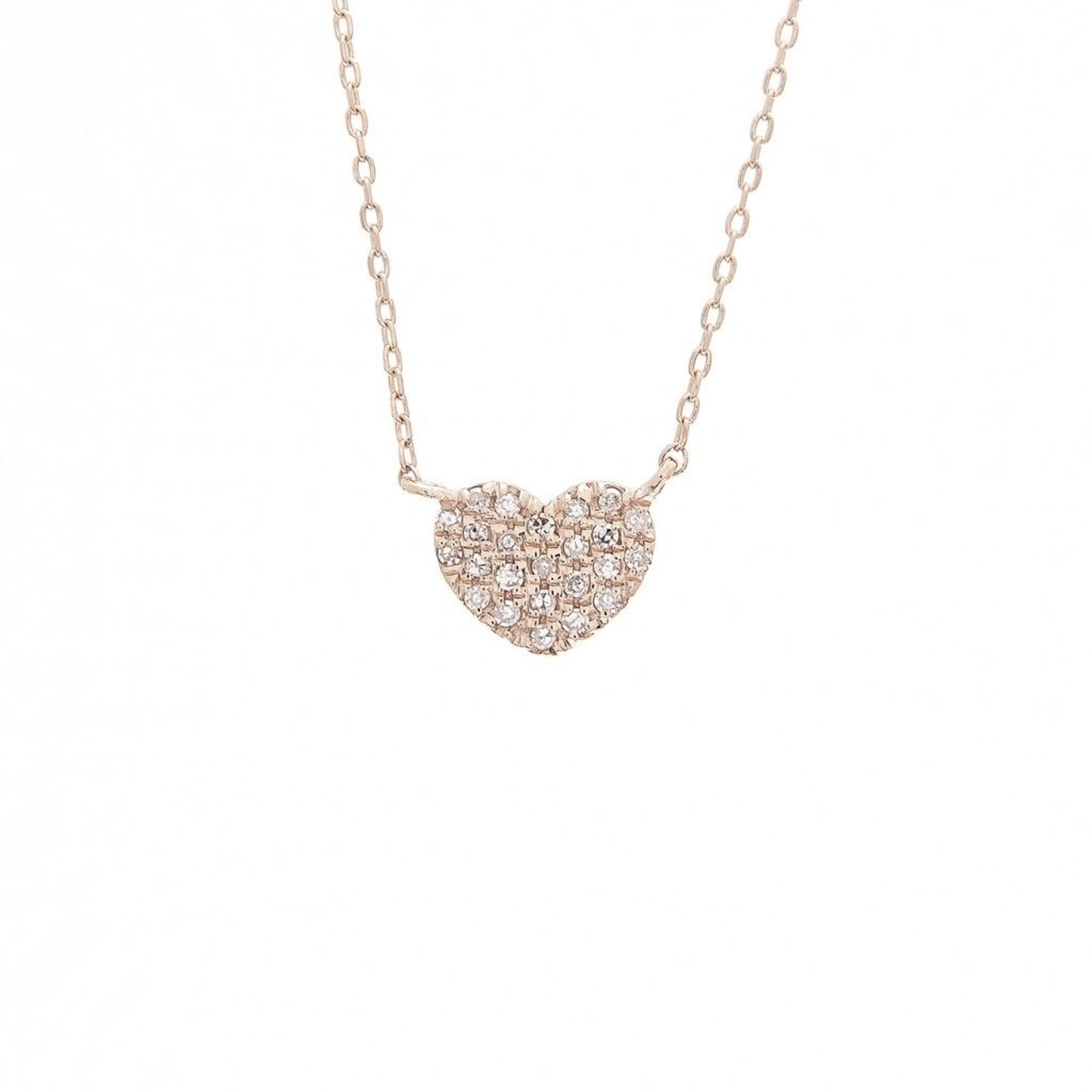 14K Rose Gold Petite Diamond Heart Necklace