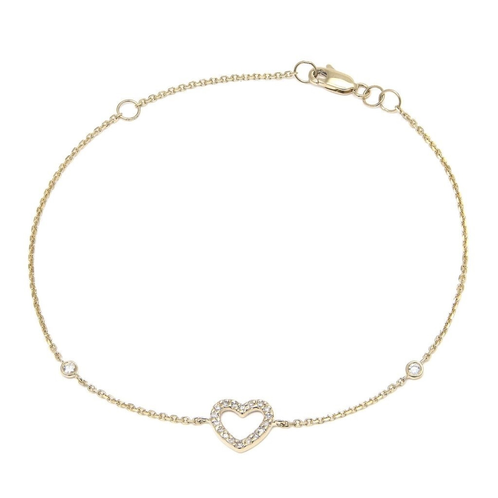 14K Yellow Gold Diamond Heart Bracelet