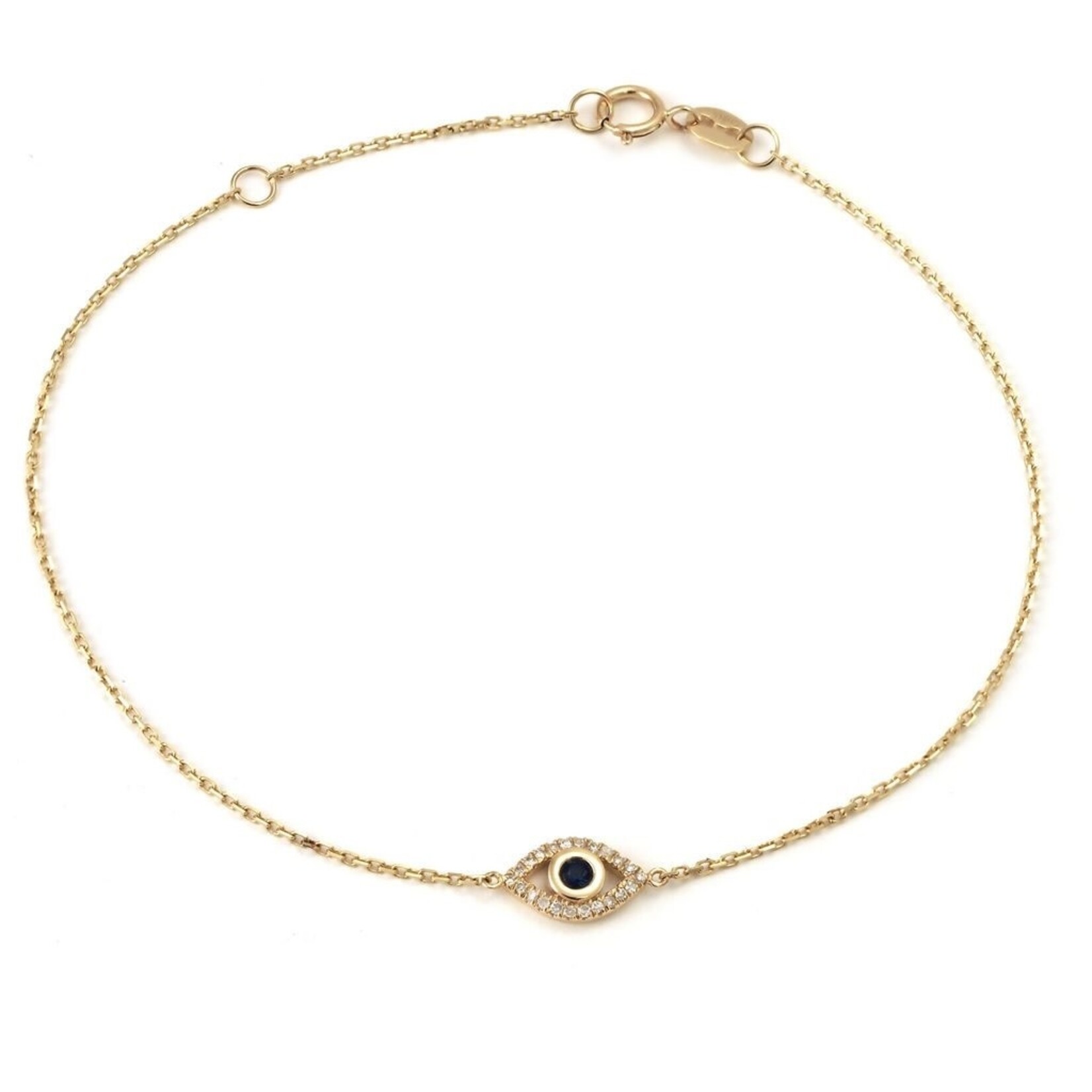 14K Yellow Gold Diamond Sapphire Evil Eye Bracelet