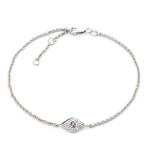 Sterling Silver Diamond and Sapphire Evil Eye Bracelet