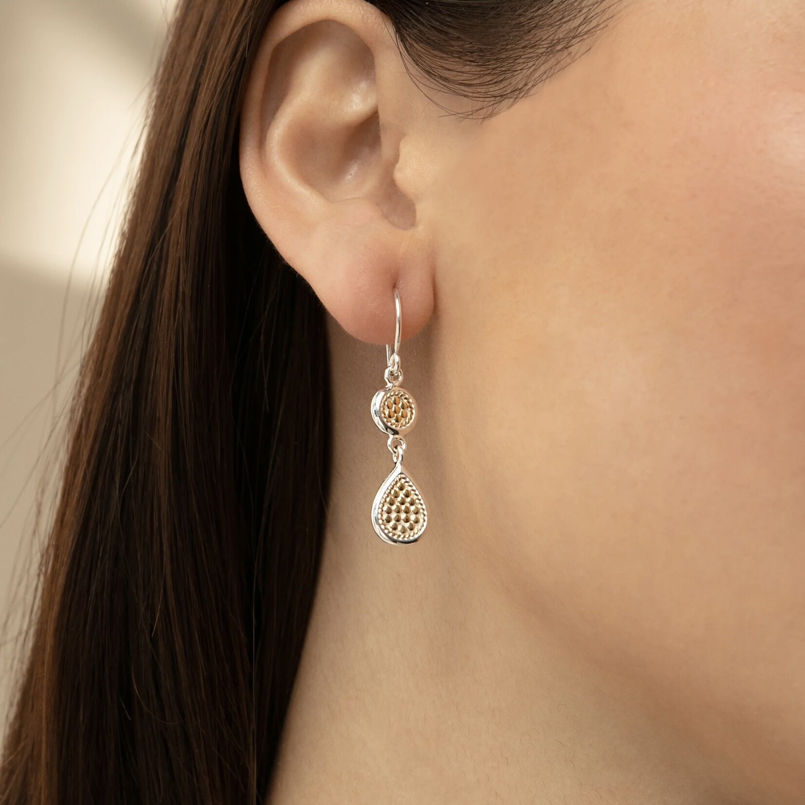 Sterling Silver & 18K Yellow Gold Overlay Double Drop Earrings