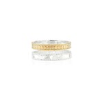 Sterling Silver and  18K Yellow Gold Overlay Hammered Double Band Ring