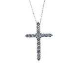 14K White Gold Large Diamond Cross