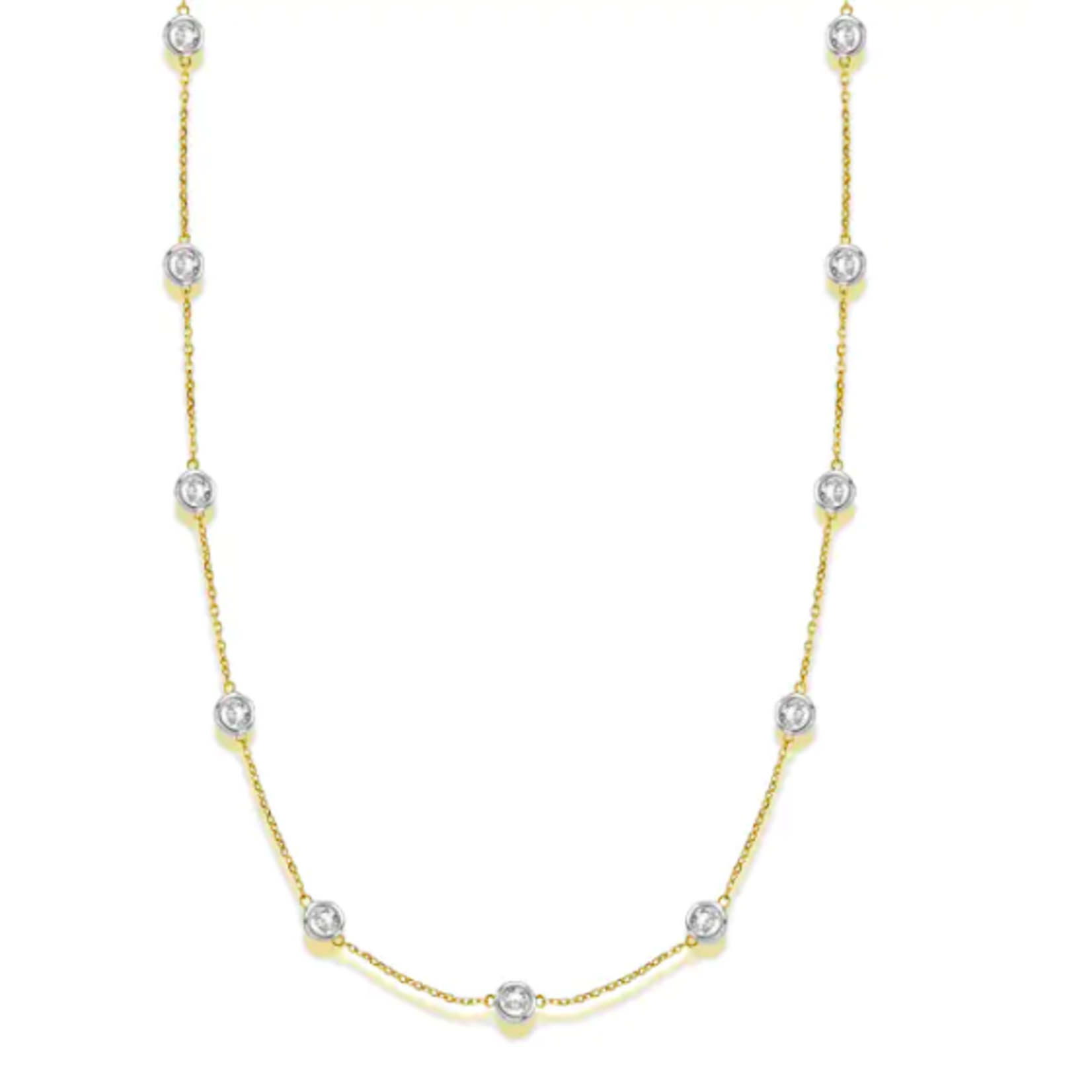 18K Two Tone Gold 1.50 Carat Diamond by the Yard Necklace