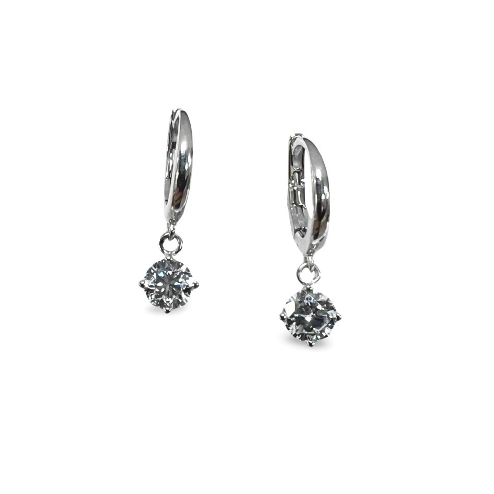 14K White Gold Diamond Solitaire Dangle Earrings