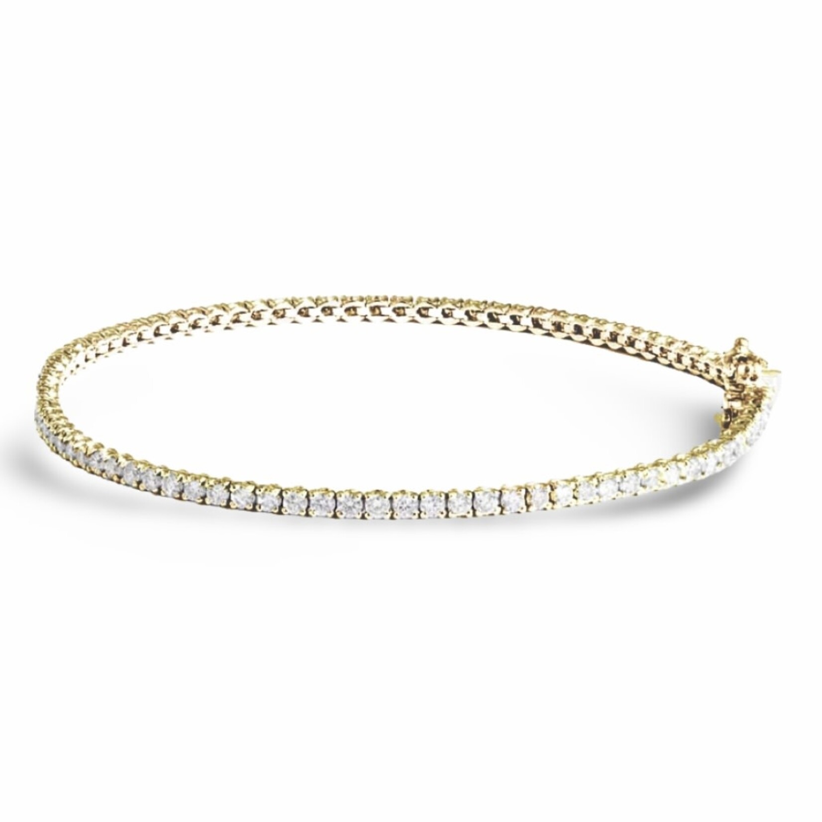 14K Yellow Gold 2 Carat Lab Grown Tennis Bracelet