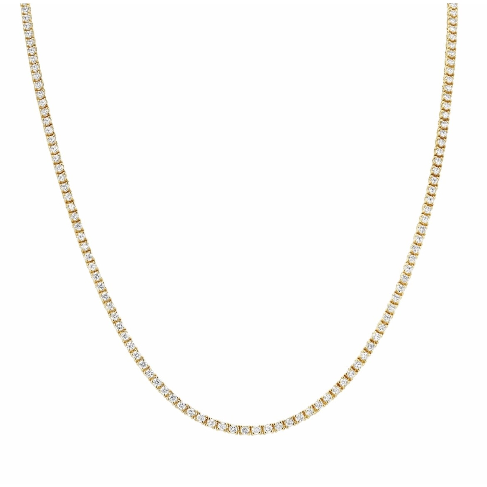 14K Yellow Gold 6 Carat Lab Grown Diamond Tennis Necklace