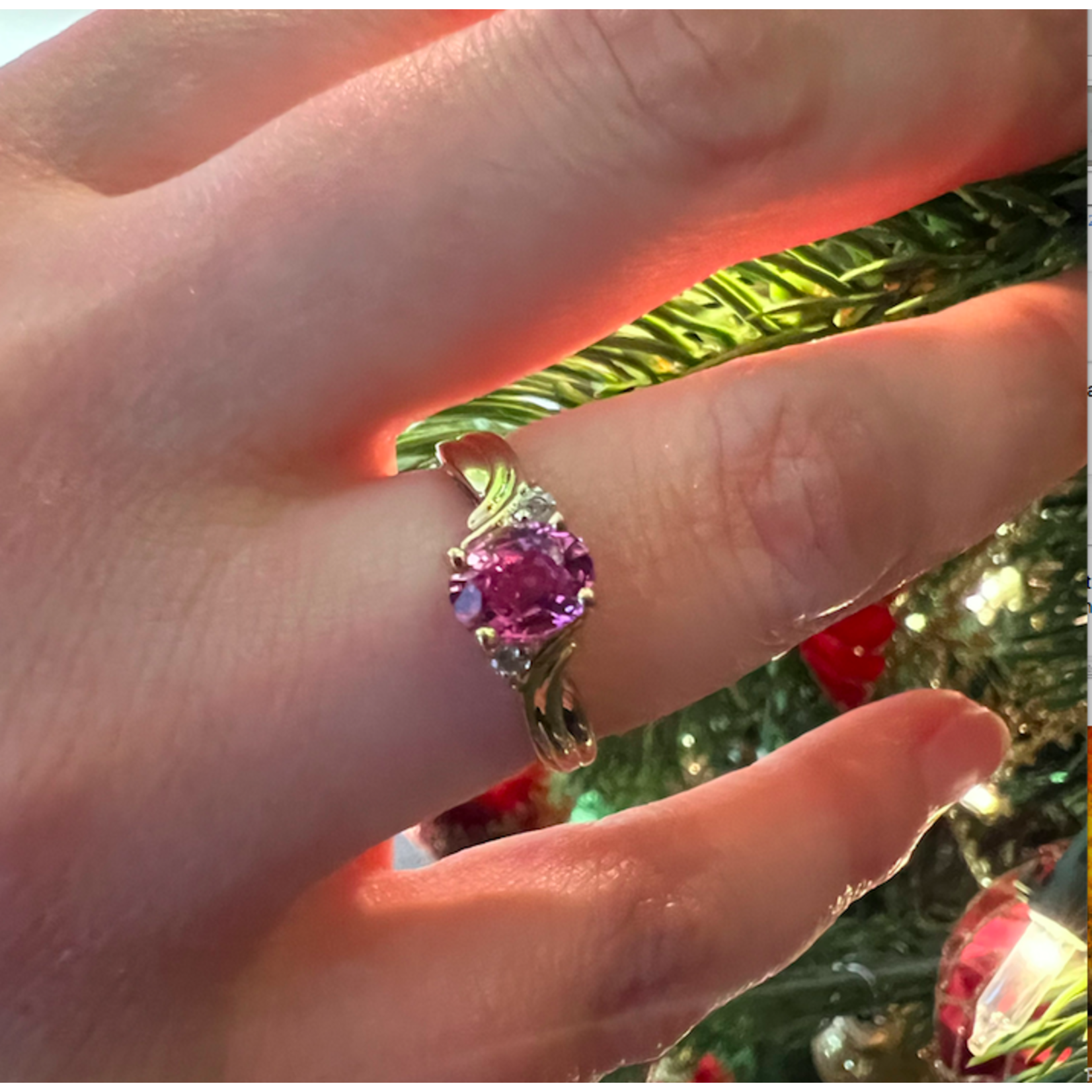 14K Yellow Gold Oval Pink Sapphire & Diamond Ring