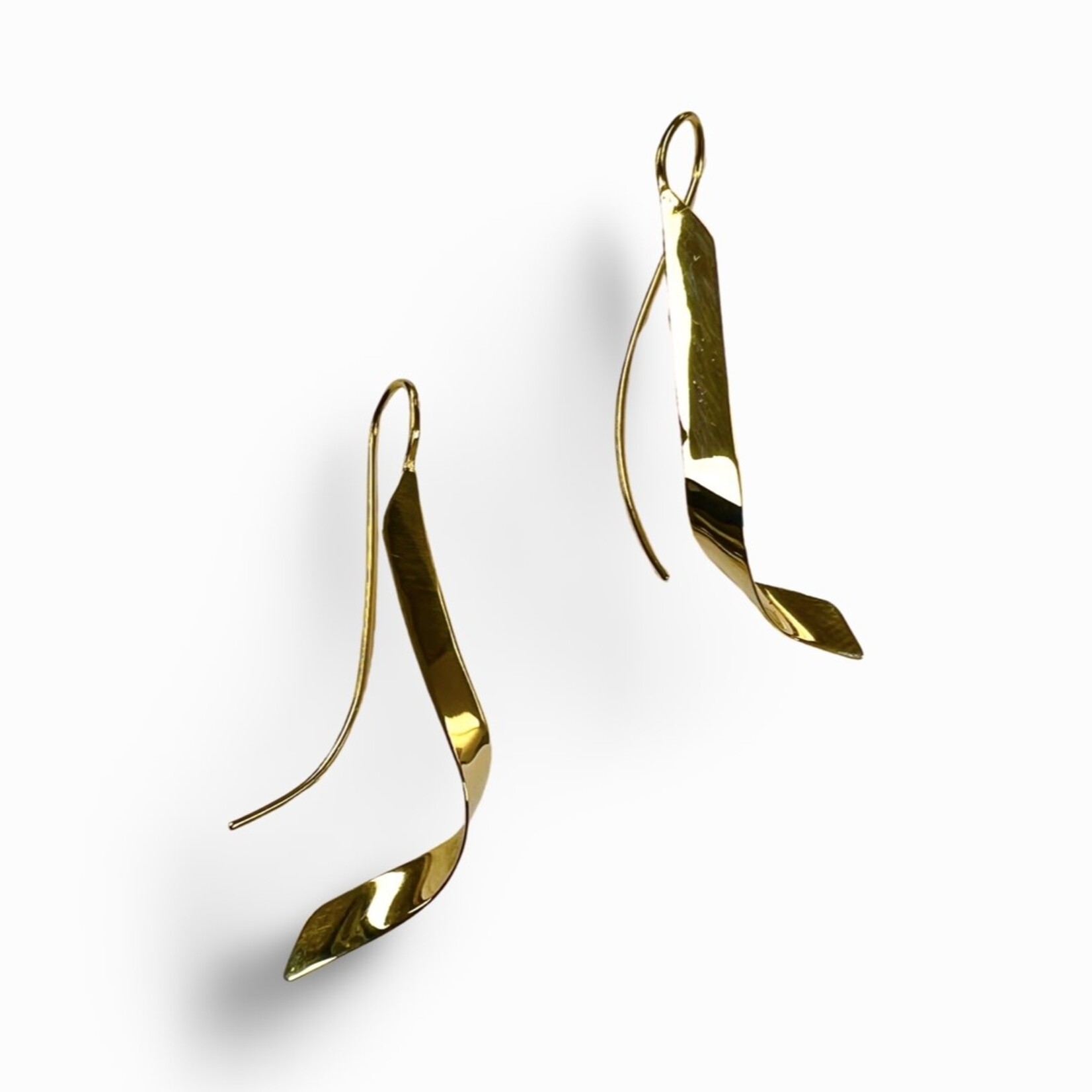 14K Yellow Gold Polished Ribbon Earring Threaders