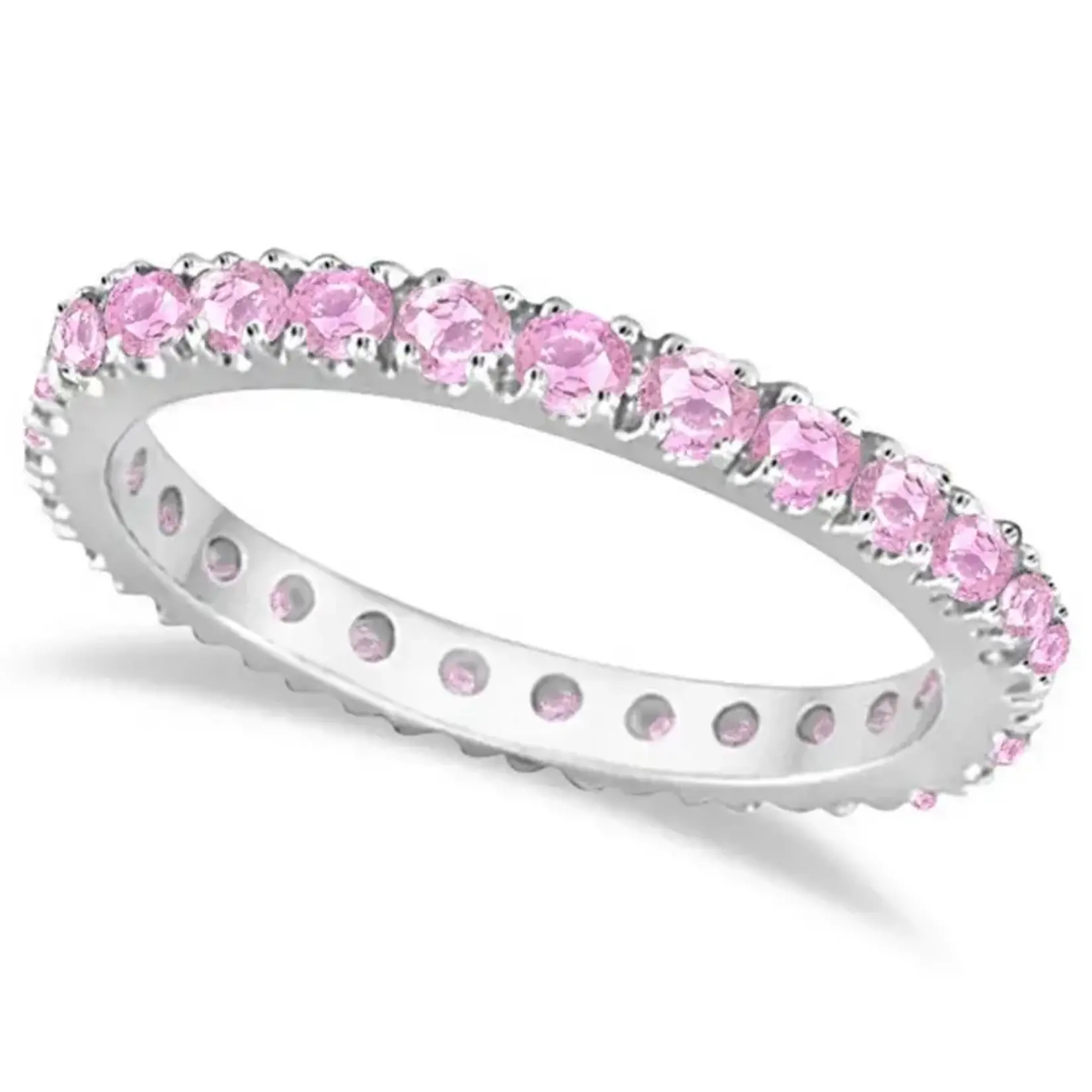 14K White Gold Pink Sapphire Eternity Band