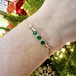 14K Yellow Gold Emerald & Diamond Bar Bracelet