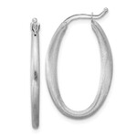 Sterling Silver Satin Brushed Oval Hoop Earrings