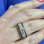 Edwardian Platinum Five Diamond & Enamel Ring
