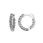 14K White Gold 2 1/2 Carat Diamond Hoop Earrings