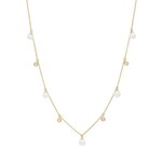 14K Yellow Gold Pearl & Diamond Drop Necklace