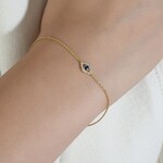 14K Yellow Gold Diamond Sapphire Evil Eye Bracelet
