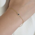 14K Yellow Gold Sapphire & Diamond Evil Eye Bracelet