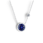 14K White Gold Sapphire & Diamond Bezel Necklace