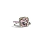 14K White Gold Morganite, Pink Sapphire & Diamond Wrap Ring